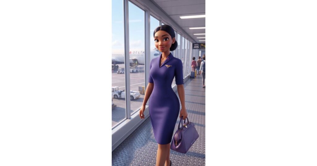 Delta Airlines flight attendant at the airport